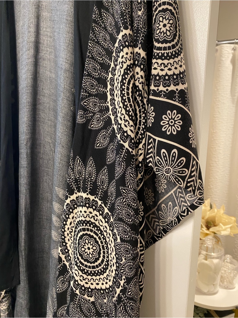 Black & Cream Boho Mandala Kimono